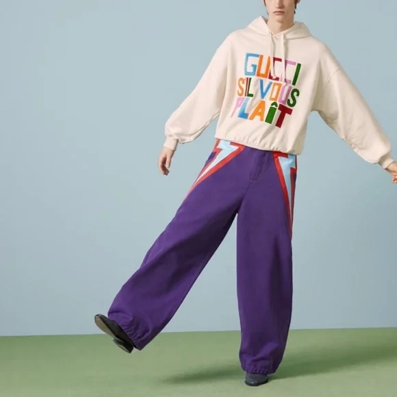 Gucci Cream Hoodie with Multicolor Lettering - Size S (men’s)